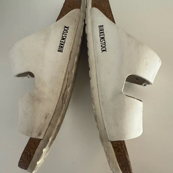 Birkenstock White Sandals with Dark Buckles - Picture 5 of 6